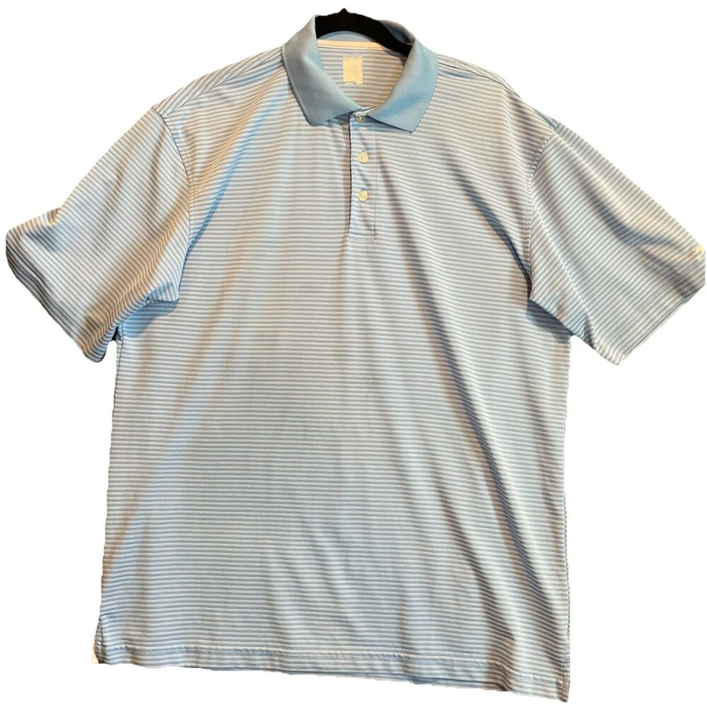 Slazenger Polo Shirt Men Large Vintage Blue White Stripe Golf Casual Breathable